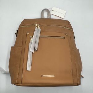 Vegan Leather Commuter Backpack - Camel - BRAND NEW
